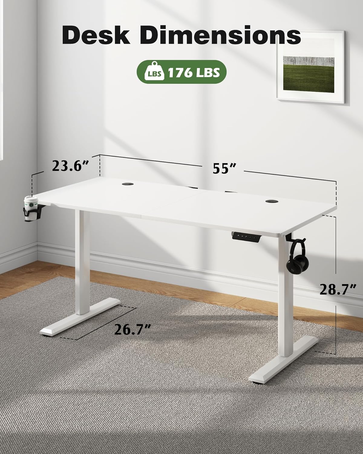 Mesa de altura ajustable eléctrica (55" X 24")